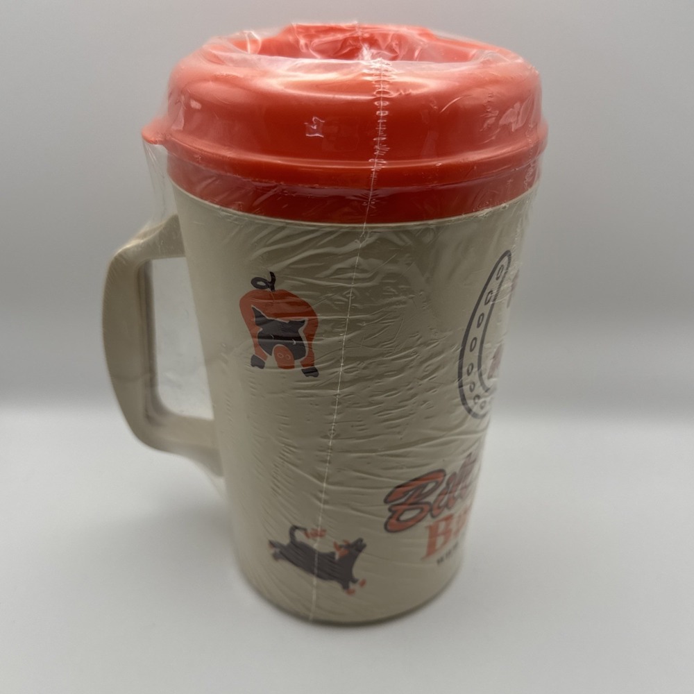 VTG Bill Miller Bar-B-Q Texas Tea Bucket Insulated 34 Oz Mug w/ Lid Thermo-Serv